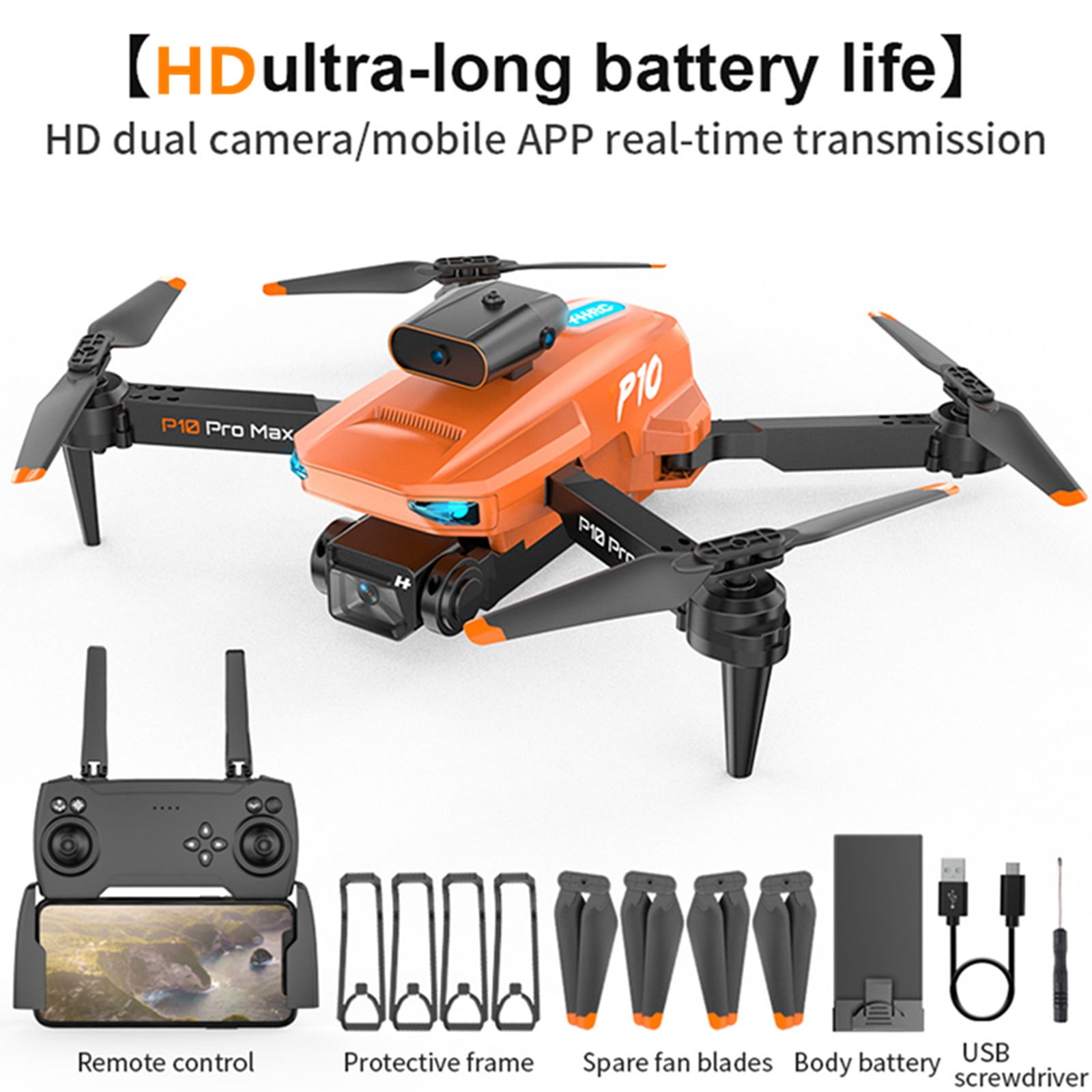 Drone  P10 360° Intelligent Obstacle Avoidance Drone Dual-lens Aerial Photography Quadcopter Remote Control Aircraft Drone Drones with Camera for Adults 4k on Clearance