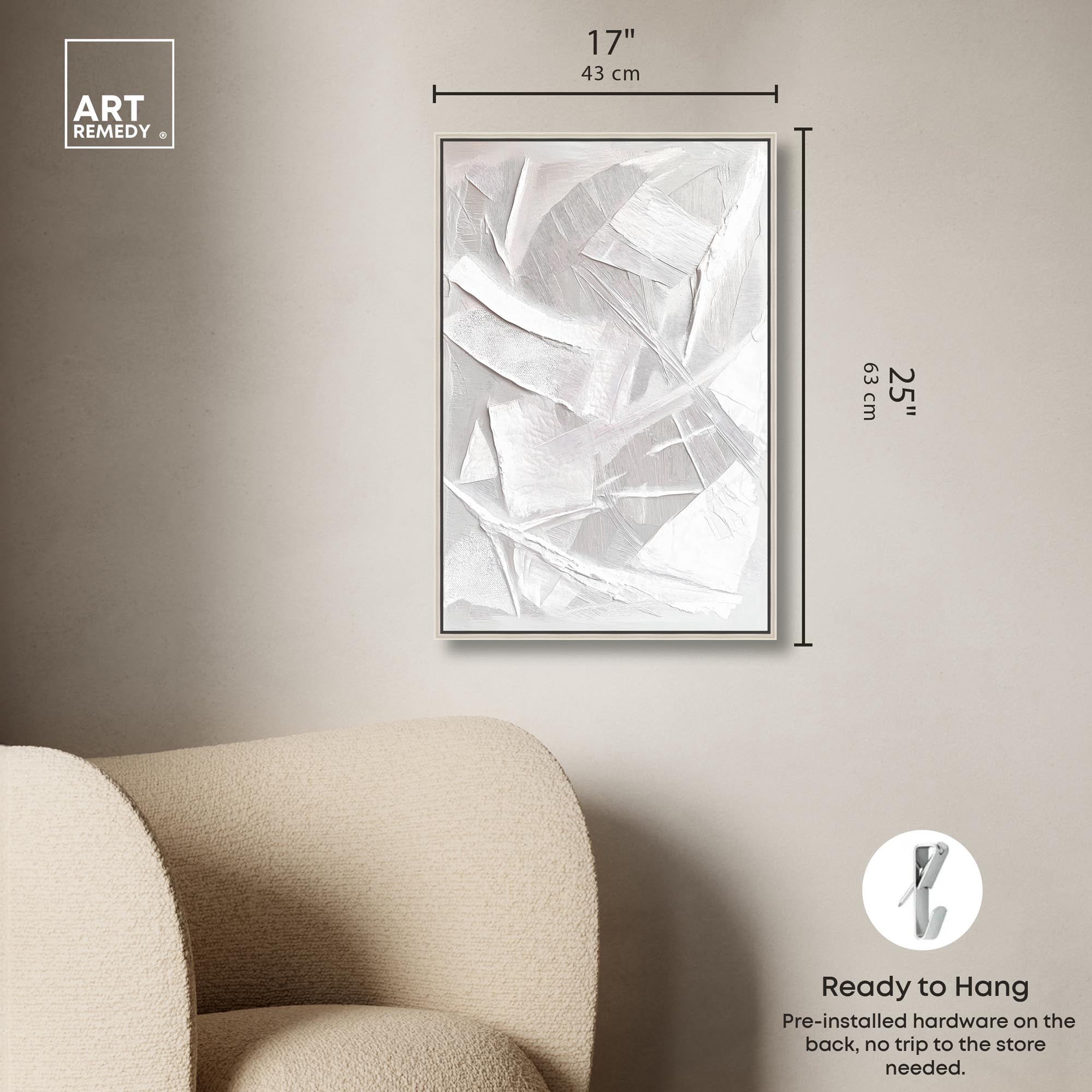 Thick White Texture II Canvas White Wall Art by Art Remedy, Silver Frame, 16 x 24