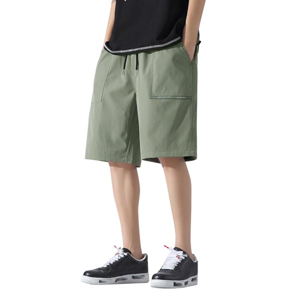 LiuXxxx Men's Beach Casual Five Point Shorts Straight Shorts Casual Sports Fitness Loose Shorts Green XXL