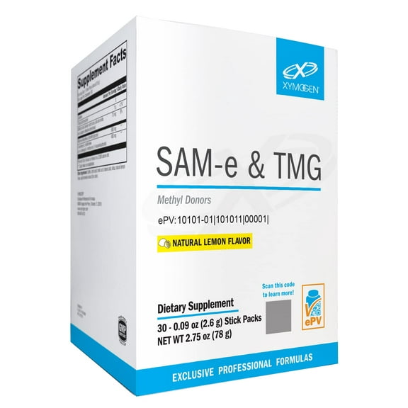 XYMOGEN SAM-e & TMG - Trimethylglycine, SAM-e 400mg, and Calcium Supplement - Liver, Mood and Joint Support Supplement - Gluten Free, Vegan & Non GMO (30 Servings)