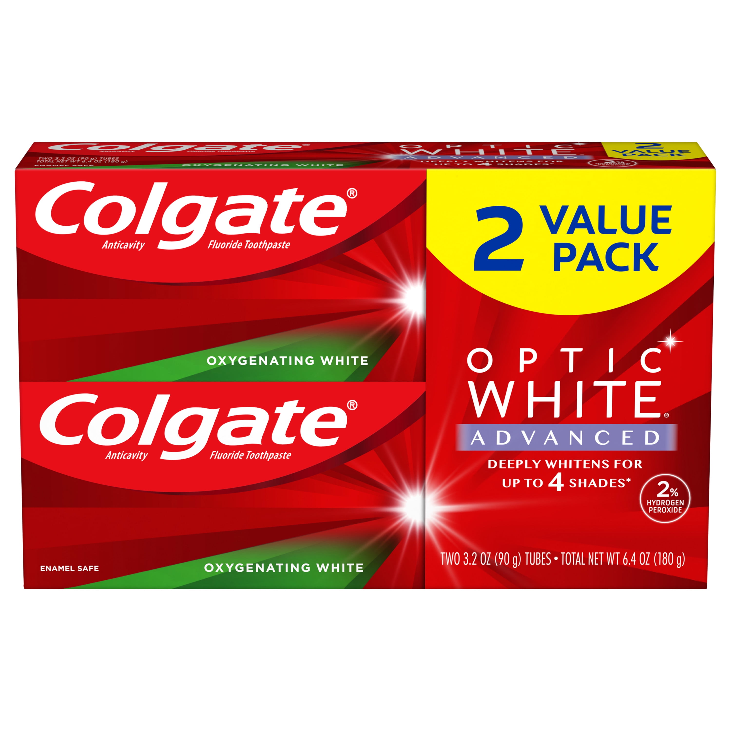 Colgate Optic White Advanced Teeth Whitening Toothpaste, Oxygenating