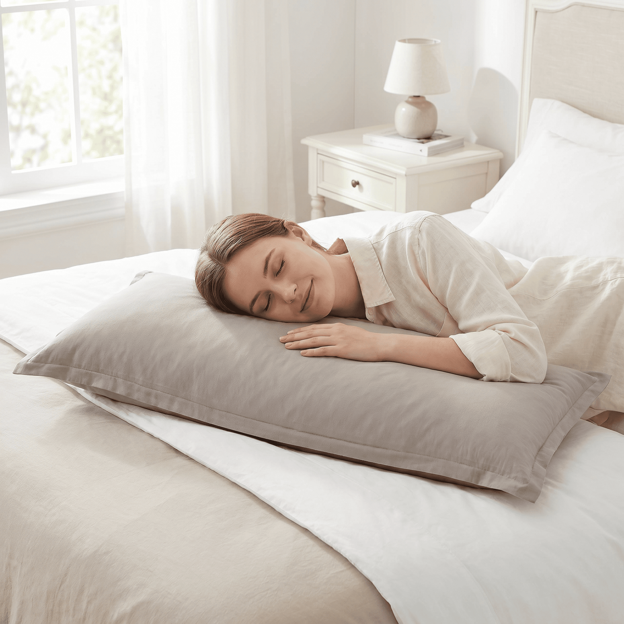 Unique Bargains 1 Pack Soft Cooling Cotton Pillow Covers Wrinkle Resistant Light gray