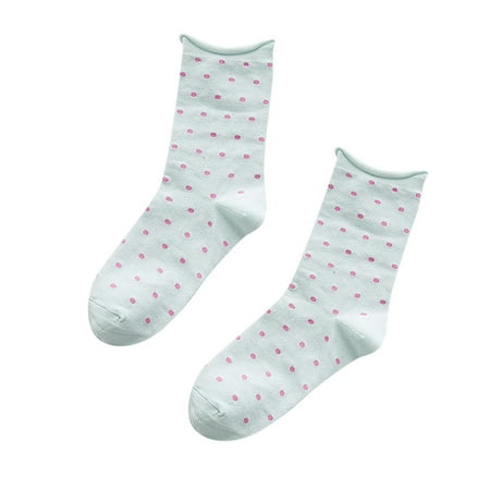 

No Show Socks Women Warm Print Dot Mid Tube Cotton Retro Style Fashion Socks