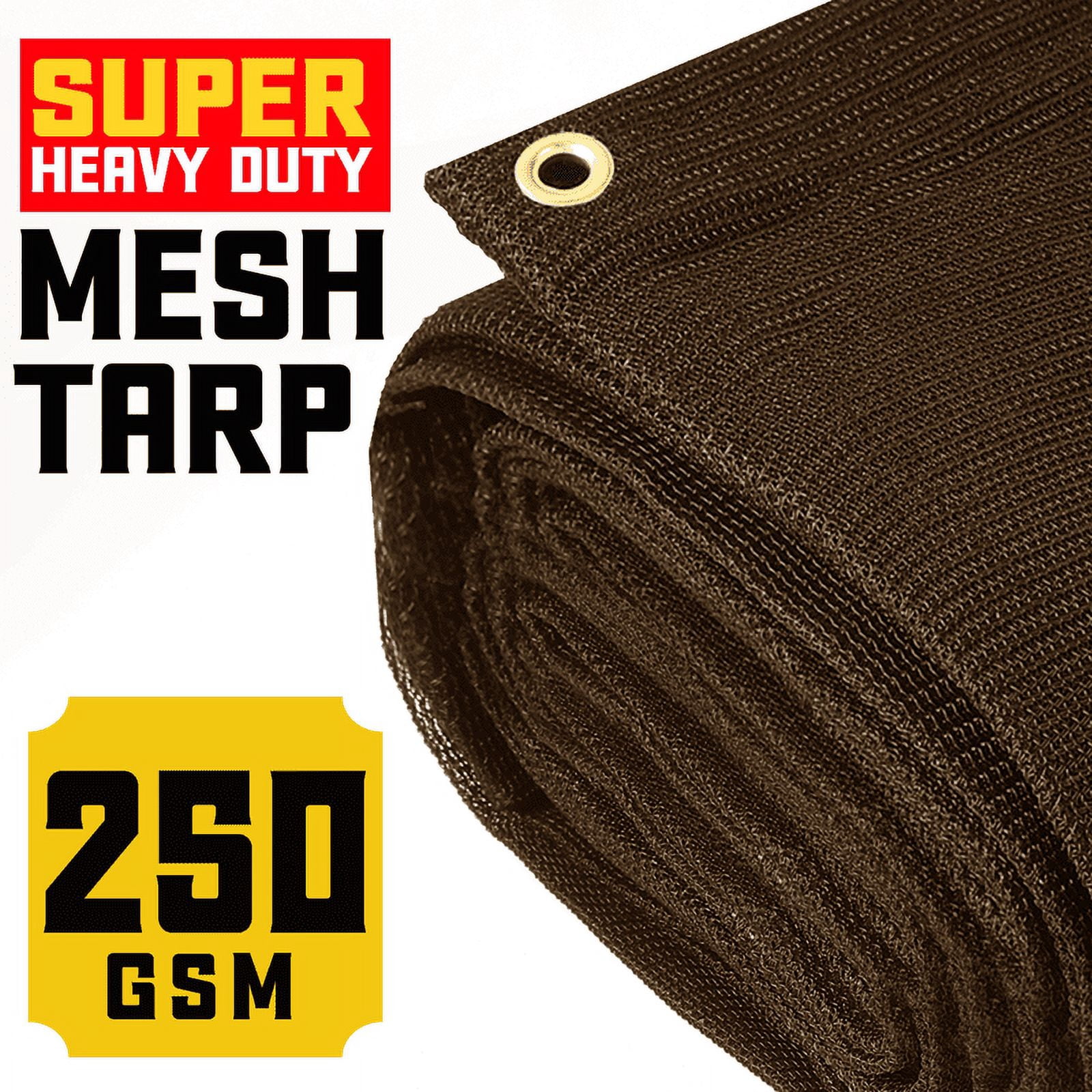 Core Tarps 60% Brown Shade Cloth with Grommets - 18 X 24 FT Heavy Duty Mesh Tarp - Sun Shade Cloth for Garden Vegetables Plants Greenhouse Outdoors Backyard Fences Dump Trucks Patio Mesh Shade Tarp
