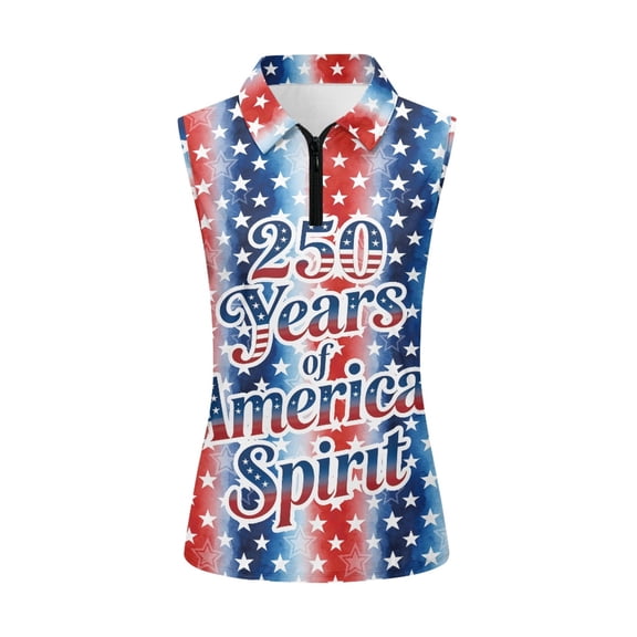 HUIACONG Workout Tank Tops with 250 Years American Spirit, Ladies Golf Shirt for Patriotic Events and Casual Summer Wear
