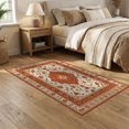 thumbnail image 2 of ODIKA 5'x7' Washable Area Rug Orange Burnt Fall Vintage Mid Century Border Bathroom Terracotta for Guest Room, Lounge, Apartment, Non-Slip Low Profile, Stain Resistant, 2 of 7