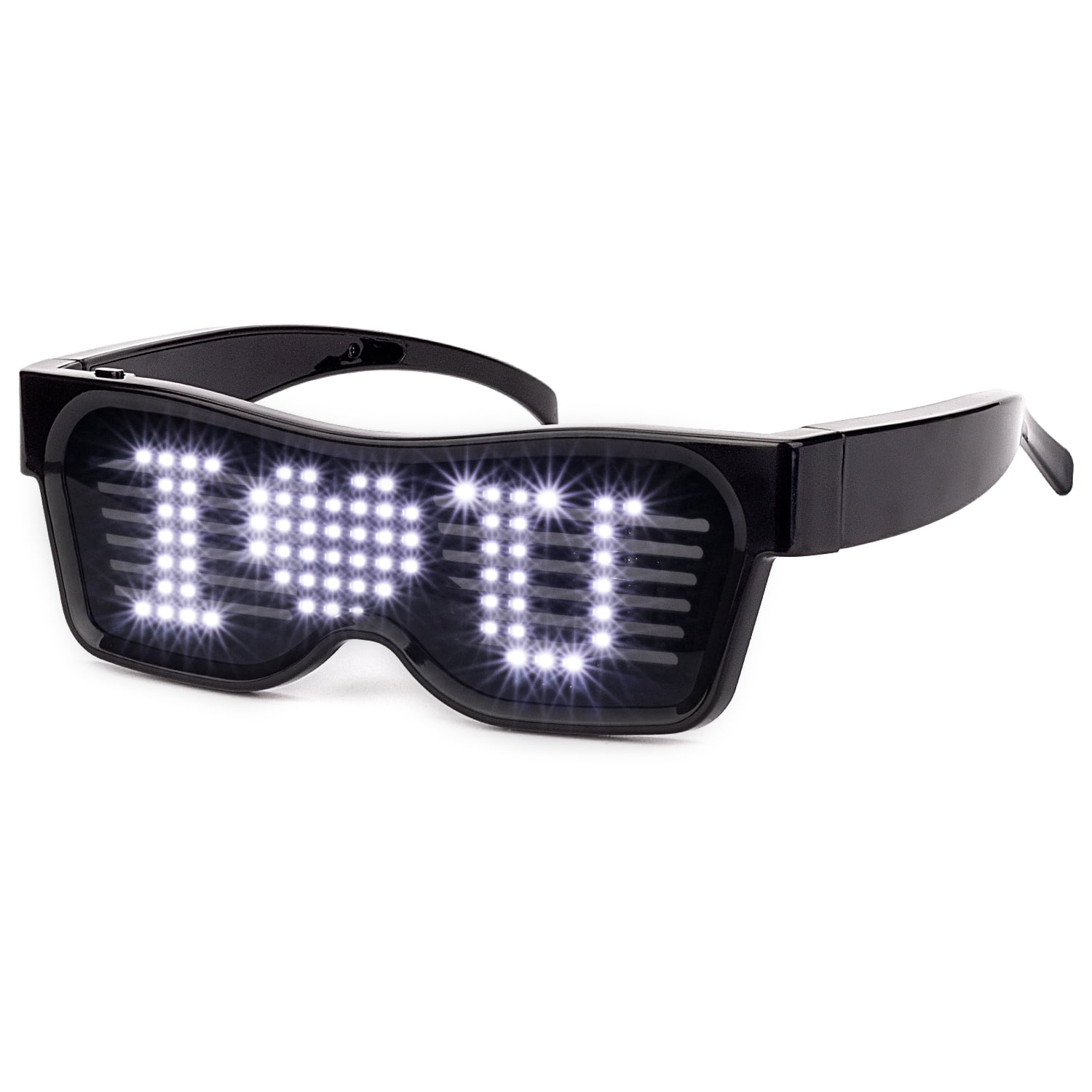 Leadleds Smart Led Glasses Bluetooth App Control Animation Text  Programmable Led Light Up for Party Club DJ Halloween Gifts (White) 
