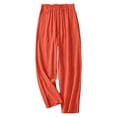 thumbnail image 1 of Pantalons Cargo pour Femmes Été Raccourcis Amples Fins Rétro Littéraire Polyvalents Fendus Pantalons pour Femmes Rouge TTG, 1 of 4