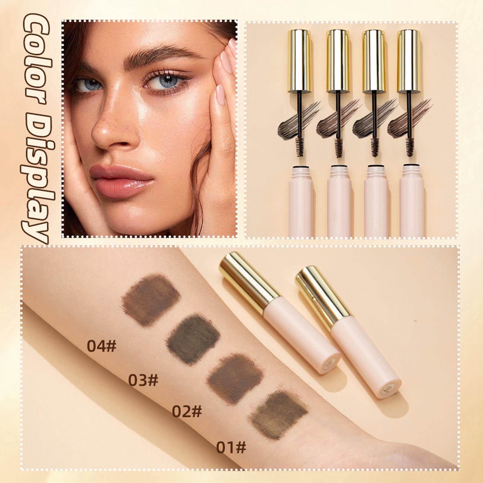 Lower Lash Mascara with Ultra-Fine Brush - Lengthening & Voluminous Lashes, Smudge-Proof Waterproof Eyelash Mascara, Quick-Drying Dense Eyebrow Dye, Non-Clumping, Holding Makeup, Natural Look 1 PC*1