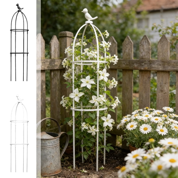 CQCYD 2Pcs Climbing Vines Flower Trellis, 37in Tall Expandable Plant Support, Fiberglass Plastic Garden Stakes, Outdoor Balcony Courtyard Climbing Flower Rack for Roses Clematis and Honeysuckle