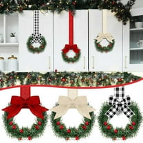 6-Piece Christmas Cabinet Wreath Set - 3.94 Inch Mini Wreaths with Berry Bow for Windows, Doors, and Kitchen Decor - Festive Holiday Decoration