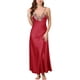 thumbnail image 1 of Noche de satén para mujeres INSPIRE CHIC con flores, escote en V, sin mangas, pijama de primavera y verano, vestido de fiesta, talla XS, rojo, 1 of 5