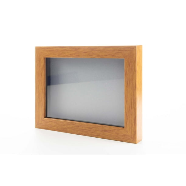 20x20 Shadow Box Frame Light Brown Real Wood with a Grey AcidFree