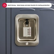 Master Lock 4-Digit Resettable Combination Padlock, Solid Metal Body, Nickel Plated Shackle, School Locker Security