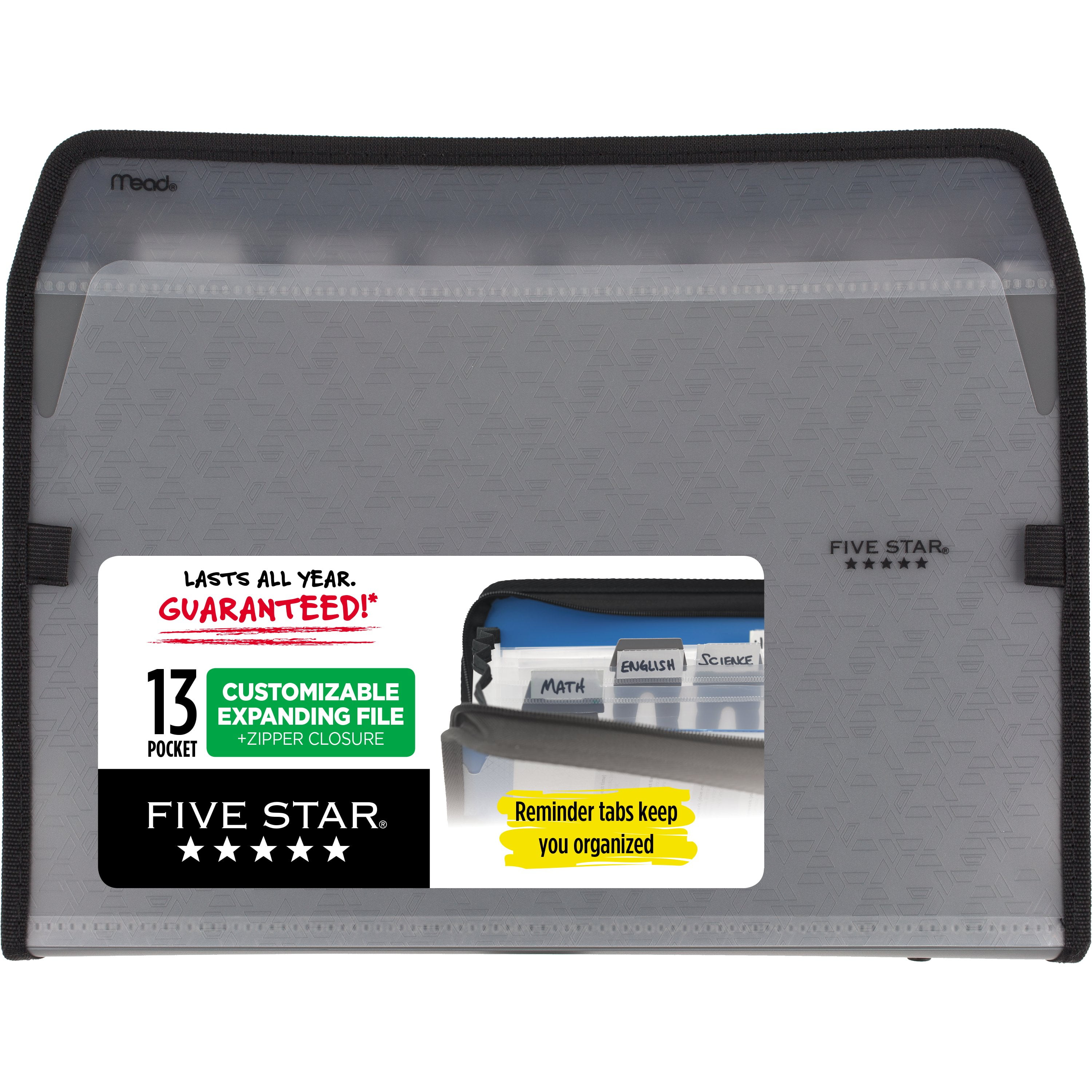 Five Star 13-Pocket Expanding File, Tabs, 8-1/2" x 11", Gray (355370AA3-WMT)