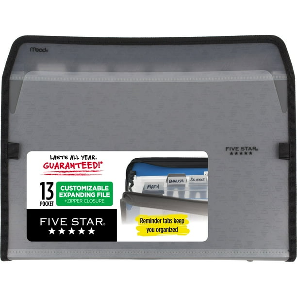 Five Star 13Pocket Expanding File, Tabs, 81/2" x 11", Gray (355370AA3