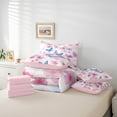 thumbnail image 6 of Castle Fairy Blue Butterflies 7-Piece Twin Bedding Sets,Pink Cherry Blossom Bedding Comforter Set,Japanese Style Breathable Sheet Sets,Lightweight Room Decor, 6 of 8