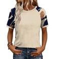 thumbnail image 1 of Tops de manga corta de mujer casual con impresión fuera del hombro, blusa de moda de manga Raglan para primavera verano, 1 of 8