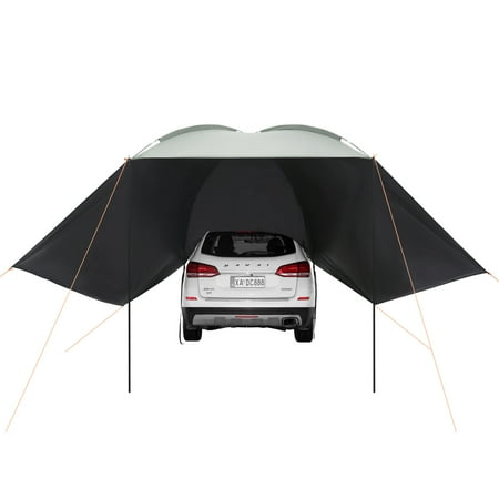KFFKFF Vehicle Awning, Spacious 10' x 7' Shade for Cars, PU2000mm UV50+ Protection with Extra Side Panels and Carry Bag, Ideal for Trucks, SUVs, Vans, and Campers