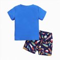 thumbnail image 4 of Toddler Summer Outfits Baby Boy Cartoon Print Short Sleeve Tee Top and Shorts Set Casual Cute Clothing Sets, 4 of 6