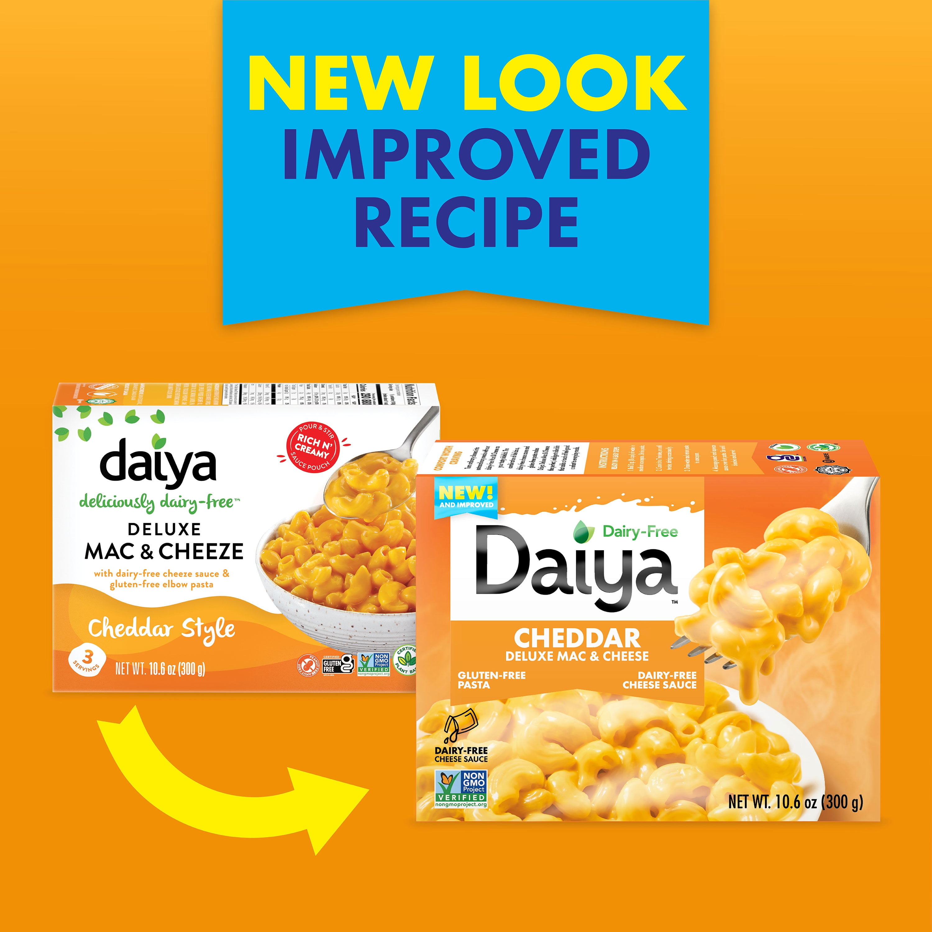 (8 pack) Daiya Dairy Free Gluten Free Deluxe Cheddar Mac & Cheese, Vegan, 10.6 oz (Shelf Stable)