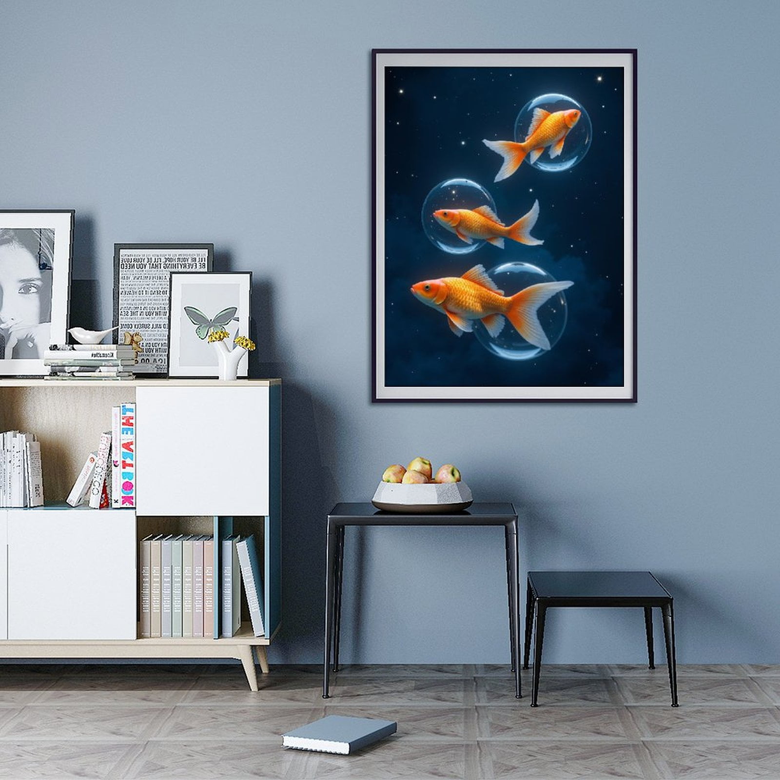 Diamond Art Kits for Adults - 5d Goldfish Floating In Bubbles Sky Diamond Painting for Adults, Diamond Art for Adults Beginners, Diamond Painting Kits for Adults for Home Wall Decor