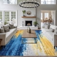 thumbnail image 4 of Area Rug 60×96in, Yellow Blue Gradient Watercolor Floor Carpet Living Room Rug, Abstract Color Block Non-Slip Welcome Mat Indoor Rugs for Bedroom Dining Room, 4 of 9