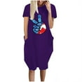 thumbnail image 2 of Up to 65 off!Lolmot Womens Summer Short Sleeve T Shirt Dress 4th of July Dresses Victory Figured Long Shirt Top Casual Loose Tee Dress with Pockets, 2 of 5