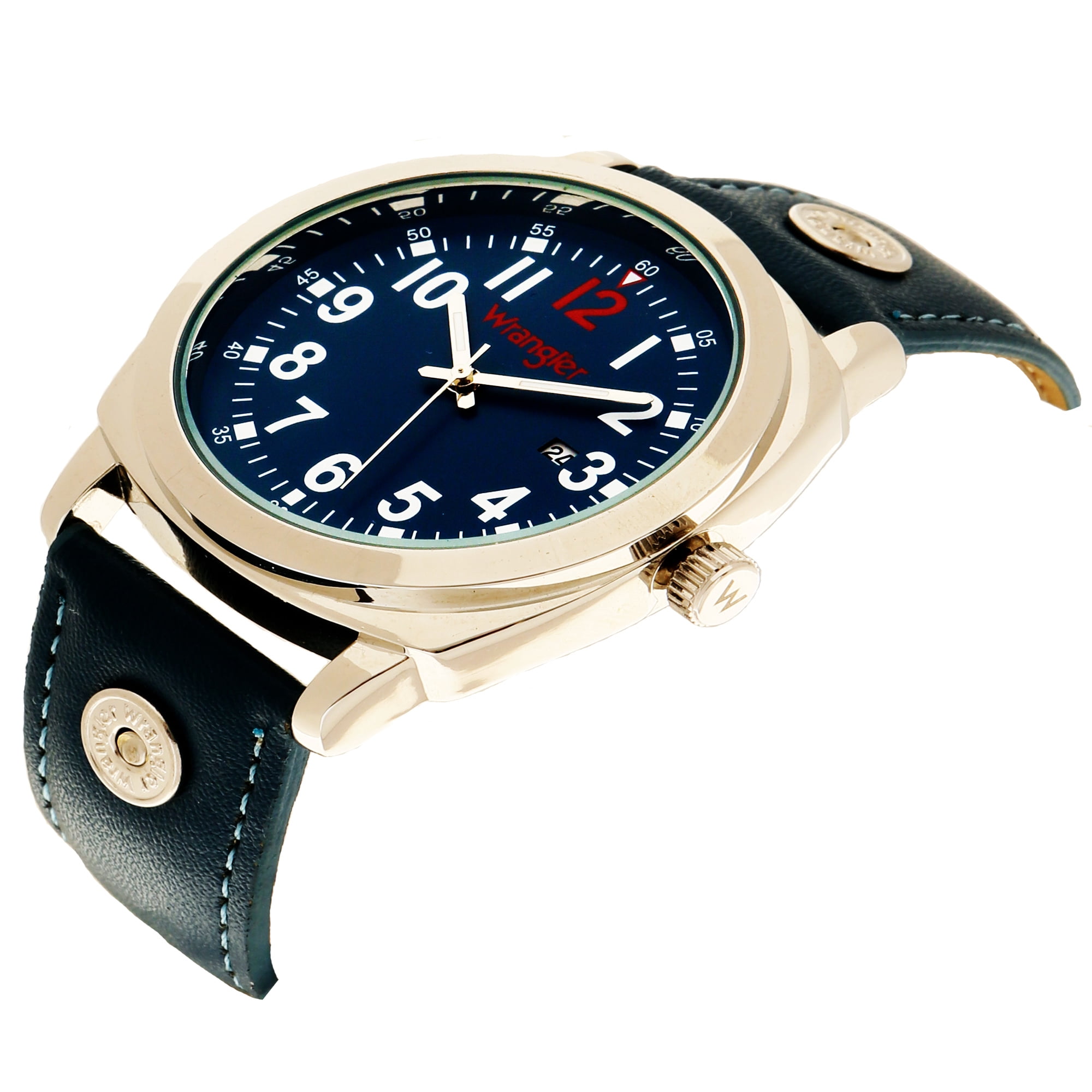 Wrangler 44mm Cushion Shaped Blue Dial, Blue Strap Watch