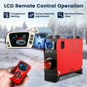 Hcalory Diesel Air Heater, 12V 5KW-8KW All in One Single Hole Adjustable Parking Heater with Gold LCD Switch & Muffler & Remote Control for Car Trucks Boat Bus RV Trailer and Motorhomes