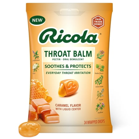 (3 pack) Ricola Caramel Throat Balm, 34 Count