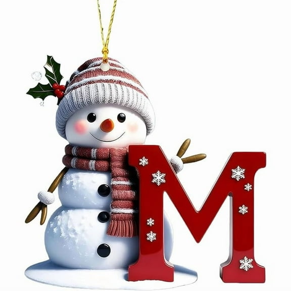 Uutvery Snowman Christmas Ornaments 2025, 2D Flat Acrylic Letter Decorations, Personalized Tree Decor, Fade Resistant Indoor Outdoor Decor, Festive Holiday Gift, 3.94 Inch