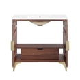 thumbnail image 6 of Modway Daylight 36" Solid Mango Wood Bathroom Vanity in White/Walnut, 6 of 7