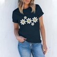 thumbnail image 3 of NAMTYQX Womens Graphic T Shirts Gemustert Baggy O-Neck Patterned Trendy Short Sleeve Soft Light Plus Size Short Sleeve Shirts for Women Navy Size M, 3 of 4
