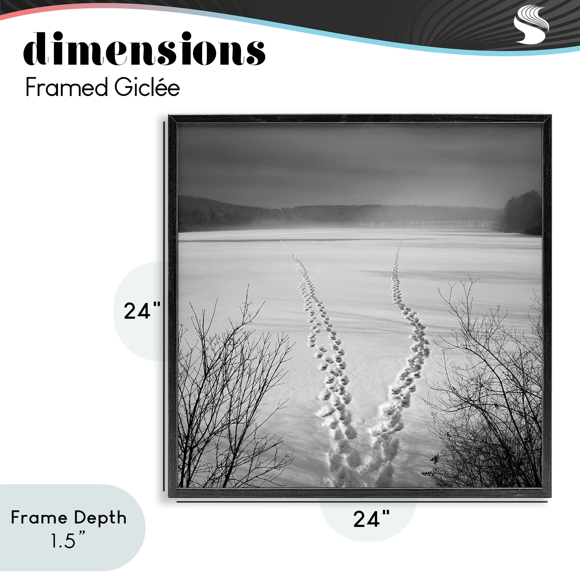 Stupell Industries Snowstep Tracks Across Frozen Lakes Black Framed Giclee Art, design by Chip Forelli