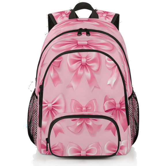 Herdesigns Cute Laptop Backpack for Women Men, 18.3 Inch Work Computer Backpacks Pink Bow Large Nurse Bag Waterproof Casual Daypack for Travel