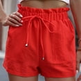 thumbnail image 2 of cfhntfmh Womens Lounge Shorts Summer Beach Elastic Waist Shorts Comfy Ruffle Drawstring Bermuda Plain Short Pants, 2 of 6