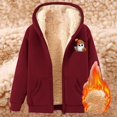 thumbnail image 2 of Halloween Hoodies for Women Unisex Casual Graphic Zip Up Sweatshirt Long Sleeve Pullover Tops With Pockets Fleece Lined Warm Fit Wine XXXL, 2 of 3