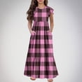 thumbnail image 2 of AINIYS Girls Summer Ruffle Sleeve Loose Fit Long Dress with Pockets Pink 6 Years, 2 of 7