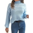 thumbnail image 2 of Women'S Sweaters Pullover Casual Long Sleeve Warm Sweaters Jumper Tops Fuzzy Knit Chunky Oversized Sweater Blue S, 2 of 9