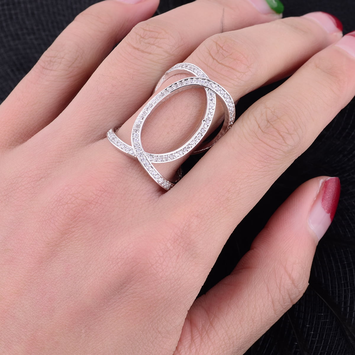 Vistashops - XOXO Diamond Crystal Rings In Rose Gold And Silver Tones