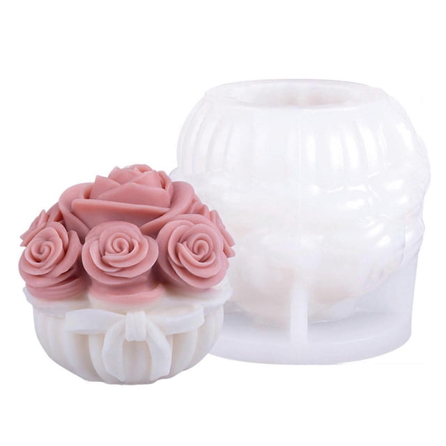 Rose Silicone Moulds 3D Flower Candle Molds Epoxy Resin Molds Plasters Molds for Candle Making Multicolor