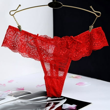 

Gubotare Womens Boxer Briefs Womens Lace Thong Panties Seamless Solid Color Comfortable Low Waist Panties Red XL