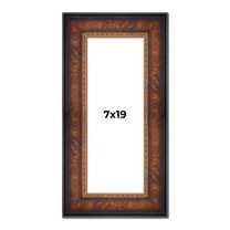 7x19 Frame Brown Walnut Gold Ornate Trim Solid Wood Plein Air Picture Frame | 3 Inch Moulding Width