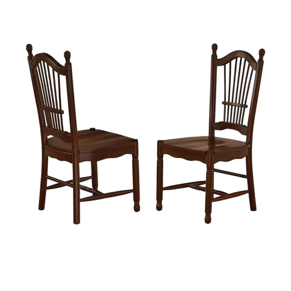 FurniFact Mahogany Dining Chair, Wooden Seat, High Back, Set of 2, Asian Wood