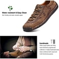 thumbnail image 2 of Mens Casual Shoes Summer Breathable Sneakers Loafers Walking Shoes Hand Made Lace-Up Leather Dress Flats Shoes for Driving Business Working Office, 2 of 11