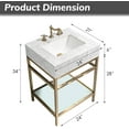 thumbnail image 6 of GGISHA 24"x 21"Freestanding Bathroom Vanity with Sink,Carrara Marble,Golden Frame, Tempered Glass Shelf, 6 of 6