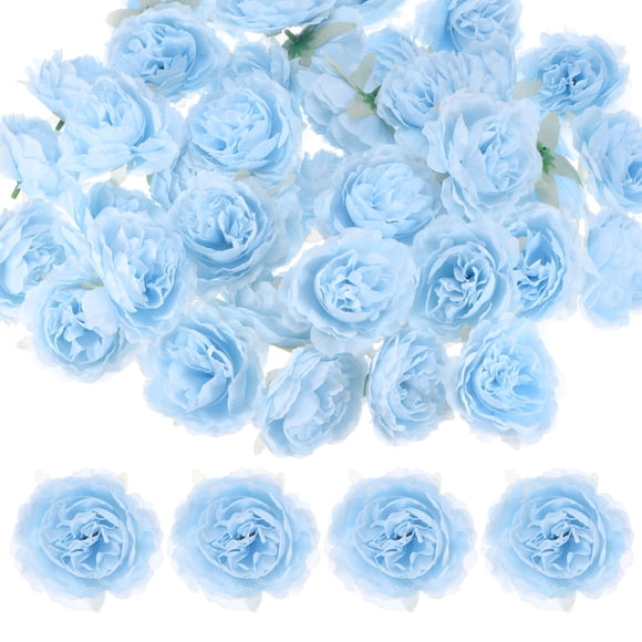 Cabezas de Flores Artificiales de 40 Paquetes, Cabeza de Peonía de Seda Falsa de 3.15" para Decoraciones, Flores de Peonía Falsas Sin Tallo [Azul]