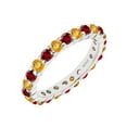 thumbnail image 2 of Sterling Silver with Natural Citrine and Garnet Eternity Band Ring, 2 of 4