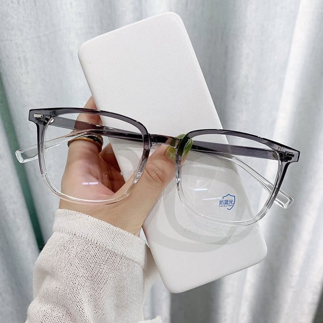 Gafas de miopía que cambian de color para mujer TR90 de color té frío, montura grande, estilo coreano, modernas y antiazules para hombres